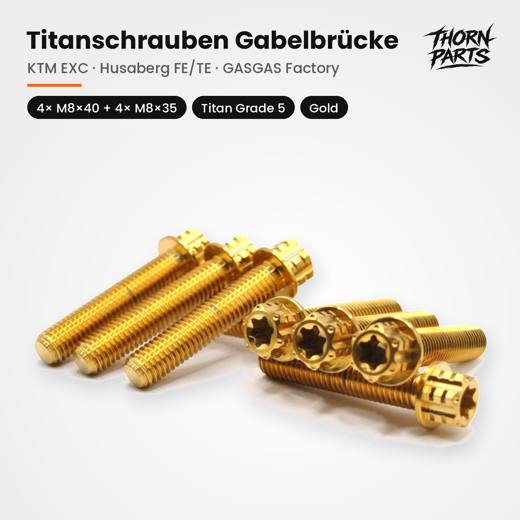Gabelbrücke 4× M8×40 + 4× M8×35, Gold